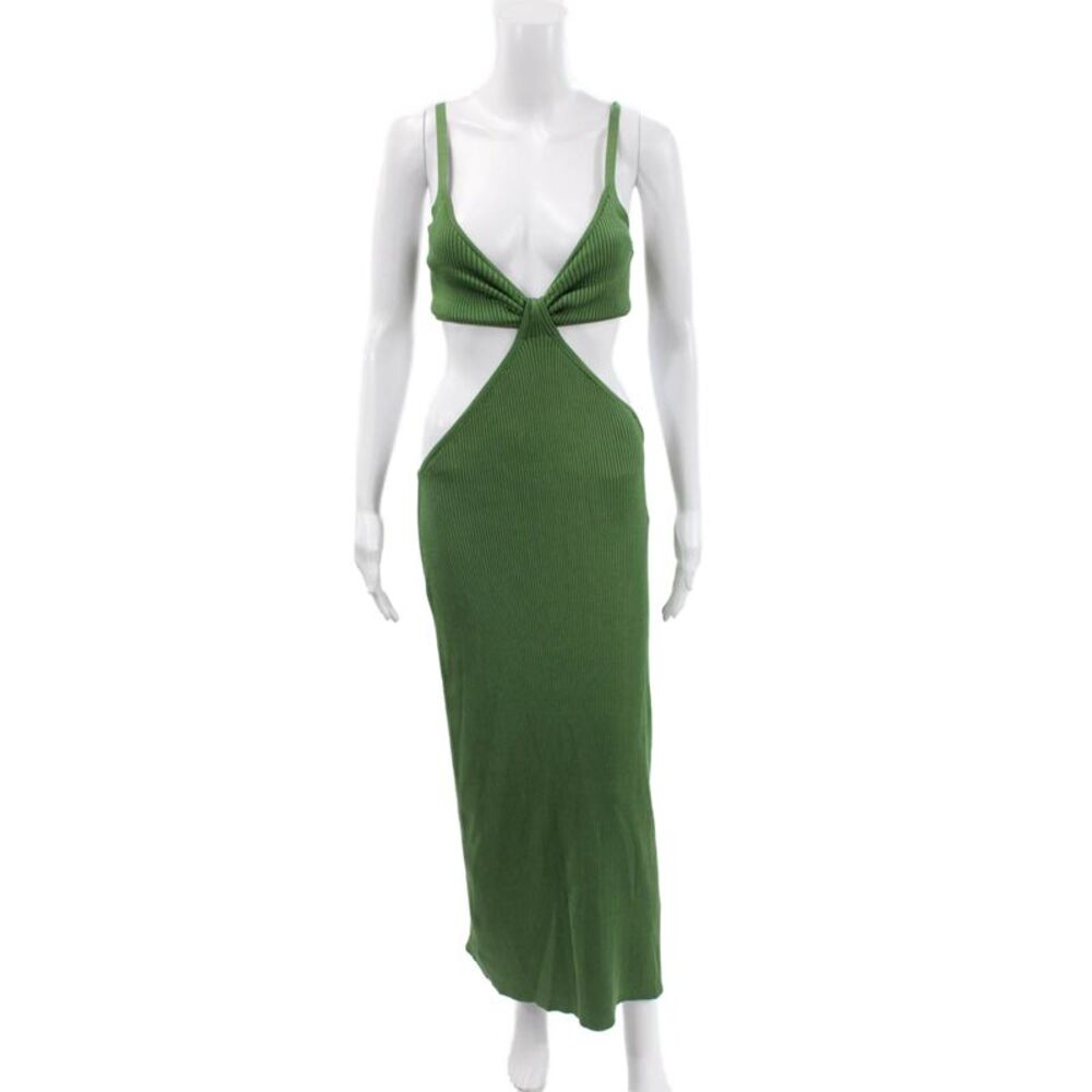 Cult Gaia Womens Bodycon Dress Green Sleeveless Scoop Neck Size M